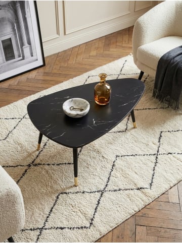 KADIMA DESIGN Couchtisch 90x60x41 cm mit Marmor Optik , Dreibein in Schwarz