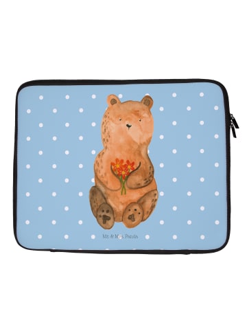 Mr. & Mrs. Panda Laptop Tasche Bär Dankbar ohne Spruch in Blau Pastell