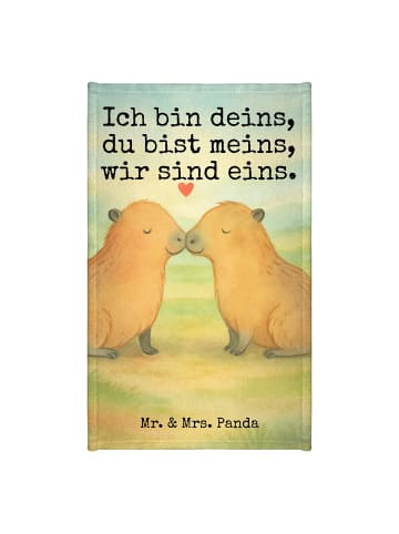Mr. & Mrs. Panda Gästehandtuch Capybara Liebe Design mit Spruch in Weiß