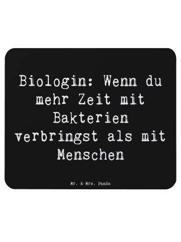 Mr. & Mrs. Panda Mauspad Spruch Biologin Bakterienliebe mit Spruch in Schwarz
