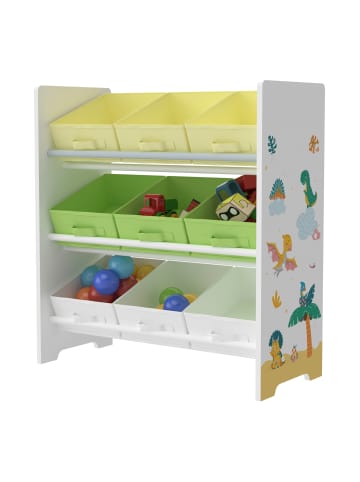 en.casa Kinderregal Boiro in Gelb Grün (H)59.5cm (B)62cm (T)29.5cm