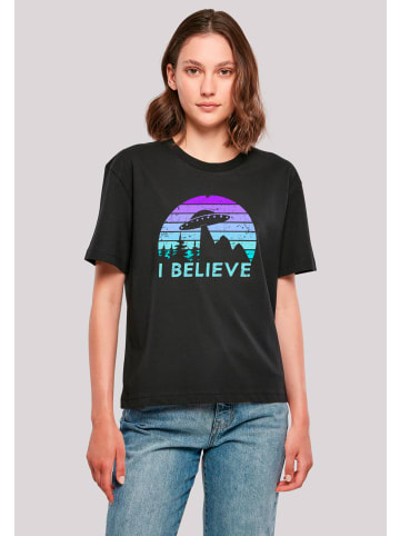 F4NT4STIC Tee I BELIEVE UFO Alien Raumschiff Retro in schwarz