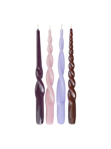 Butlers Kerze TWISTED 4er-Set in Lila / Braun / Beige / Flieder