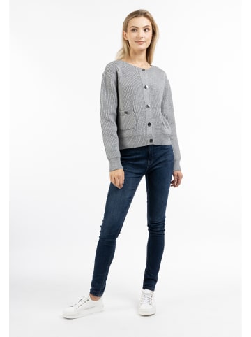 DreiMaster Damen Strickjacke Mit Knöpfen in Grau Melange