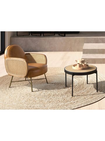 Angel Cerdá Couchtisch 2111 in Natur/Schwarz – Ø66 x (H)40 cm