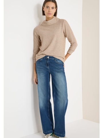 Cecil Cozy Melange Big Collar T-Shirt in Urban Taupe Melange