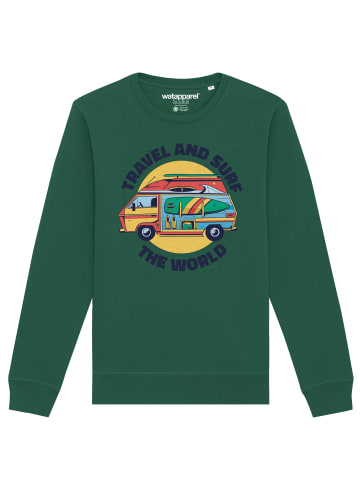 wat? Apparel Sweatshirt Travel and surf in Bottle Green