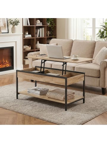 VASAGLE Couchtisch Barnet in Kamelbraun-Schwarz - (B)100 x (H)63 x (T)50 cm