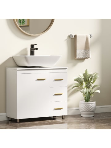 HOMCOM Badezimmerschrank-70L x 30B x 65H cm-Weiß