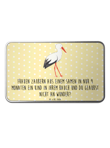 Mr. & Mrs. Panda Kaffeedose Storch mit Spruch in Gelb Pastell