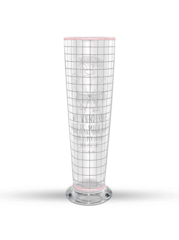 Mr. & Mrs. Panda Weizenbierglas Blume Kleeblatt mit Spruch in Transparent