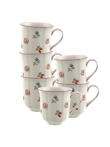 Villeroy & Boch 6er Set Henkelbecher Petite Fleur in Weiß 300 ml in weiß