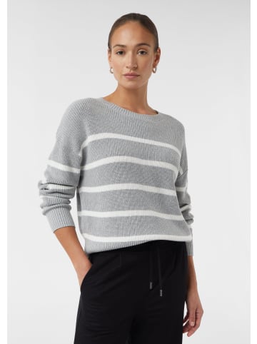 comma CI Strickpullover langarm in Grau-weiß
