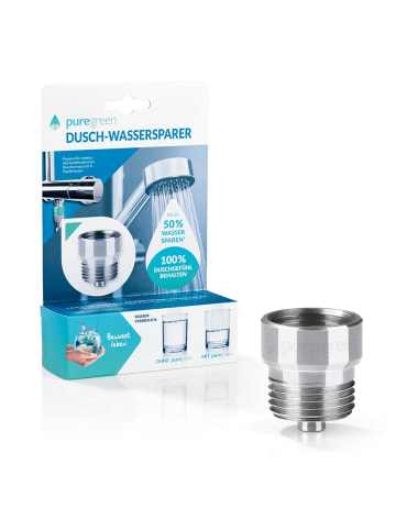 puregreen Wassersparer für die Dusche chromfarben mit zusätzlichem Einsatz Silber