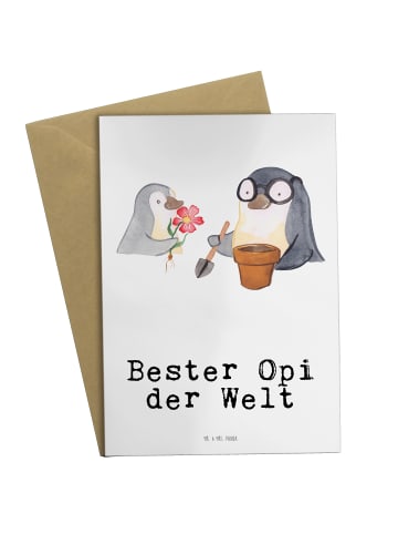 Mr. & Mrs. Panda Grußkarte Pinguin Bester Opi der Welt mit Spruch in Weiß
