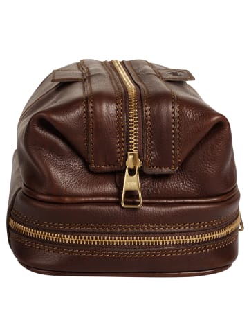 piké Kulturtasche echt Leder in braun