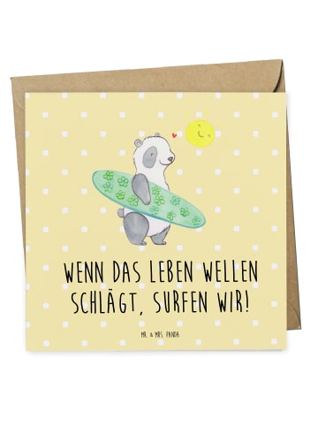 Mr. & Mrs. Panda doppelkarte Sommer Wellen Surf mit Spruch in Gelb Pastell