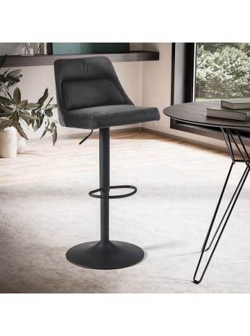 KADIMA DESIGN Barhocker Samt Hocker mit Lehne 86 - 106 cm, Küchenhocker in Grau