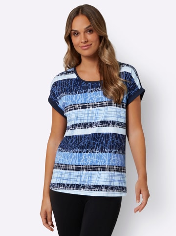 Sieh an! Kurzarmshirt in eisblau-nachtblau-bedruckt