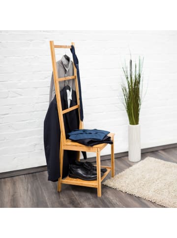 relaxdays Kleiderstuhl in Natur - (B)40 x (H)133 x (T)42 cm