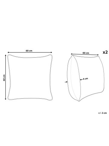 Beliani 2er-Set Dekokissen DIANTHUS in Bunt/Grau/Rosa