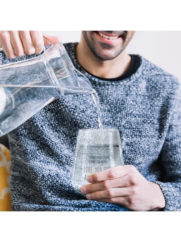 Mr. & Mrs. Panda Trinkglas Eule Zufrieden mit Spruch in Transparent
