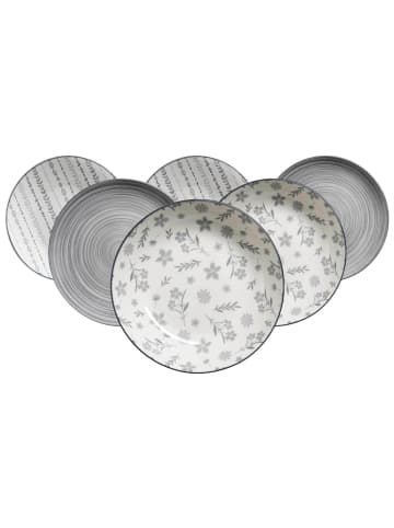 6er Set Dessertteller Sendai Mix in Grau ø 21 cm