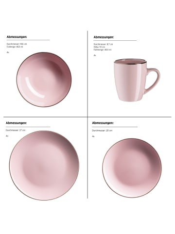 Mäser Kombiservice, Steinzeug METALLIC RIM in Rosa