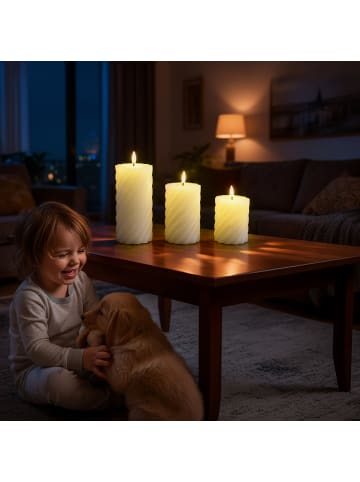 relaxdays 3 x LED Kerzen in Champagner