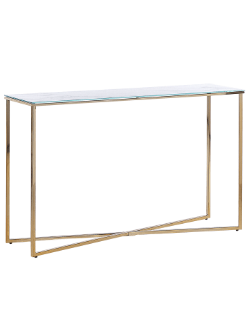 Beliani Konsolentisch ROYSE in Weiß/Gold - (W) 120 x (H) 76 x (L) 35 cm
