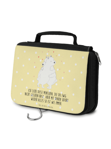 Mr. & Mrs. Panda Kulturtasche Eisbär Umarmen mit Spruch in Gelb Pastell