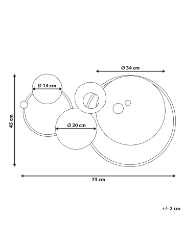 Beliani Wandobjekt HELIUM in Gold/Grün - (W) 73 x (H) 45 x (L) 5 cm