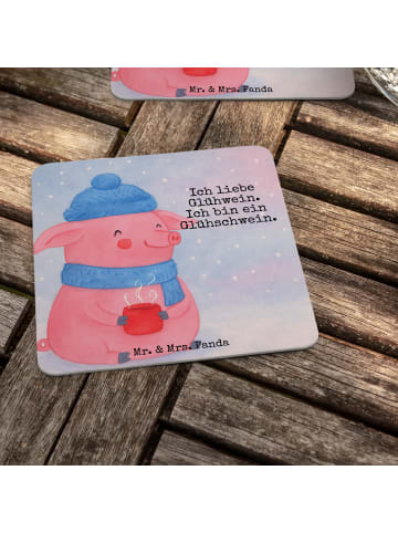 Mr. & Mrs. Panda Tischuntersetzer Schwein Glühwein Design mit Sp... in Weiß