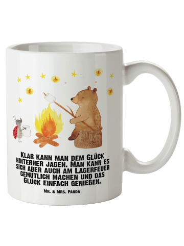 Mr. & Mrs. Panda Kaffeebecher Bär & Marienkäfer Lagerfeuer mit S... in Weiß