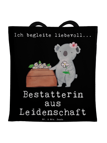 Mr. & Mrs. Panda Beuteltasche Bestatterin Leidenschaft mit Spruch in Schwarz