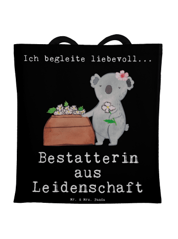 Mr. & Mrs. Panda Tragetasche Bestatterin Leidenschaft mit Spruch in Schwarz