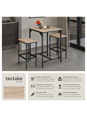 tectake Barset Inverness mit höhenverstellbaren Kunststofffüßen, Industrial Holz hell, E
