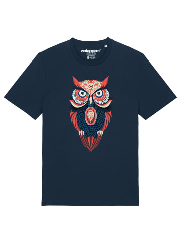 wat? Apparel T-Shirt Colorful Owl in Dunkelblau
