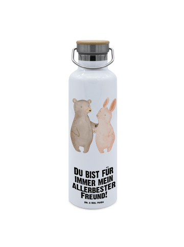 Mr. & Mrs. Panda Wasserflasche Bär und Hase Umarmen mit Spruch in Weiß