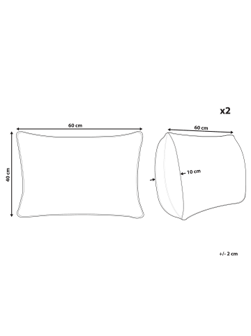 Beliani 2er-Set Gartenkissen MEZZANO in Rosa/Weiß