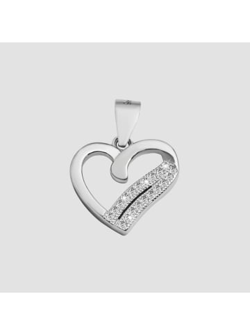 Adeliás Damen Anhänger – Herz Herzanhänger aus 925 Silber mit Zirkonia in silber