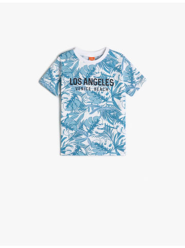 KOTON T-shirt in Ekru Gemustert