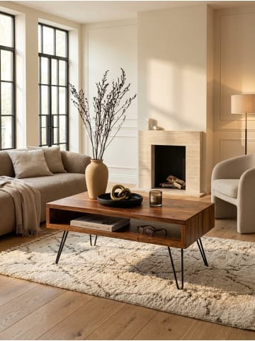 KADIMA DESIGN Couchtisch 100x40x50 cm Massivholz / Metall Sofatisch,