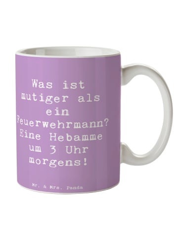 Mr. & Mrs. Panda Becher Spruch Mutige Hebamme mit Spruch in Lavendeltraum