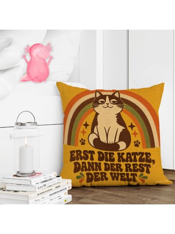 Mr. & Mrs. Panda Zier Kissen Katze retro Design mit Spruch in Weiß