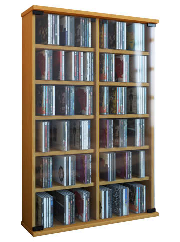 VCM  Holz CD DVD Stand Regal Schrank Roma Glastür in Buche