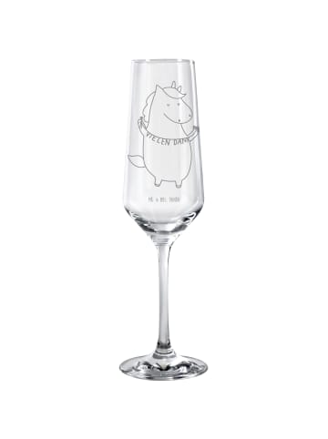 Mr. & Mrs. Panda Champagnerglas Einhorn Dankeschön ohne Spruch in Transparent