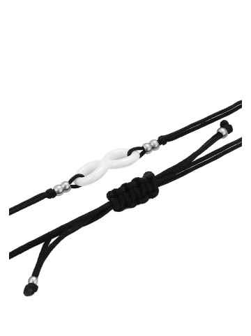 faina Women Cord Bracelet With Infinity Motif in Silver Black White