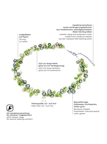 Valero Pearls Kette aus Sterling Silber mit Süßwasser-Zuchtperle in grün