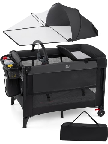 COSTWAY 5 in 1 Beistellbett in Schwarz